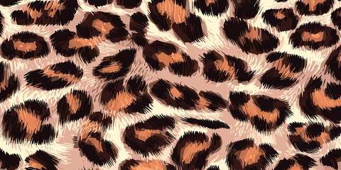 Leopard Skin Texture Pattern Vector. Seamless Animal Wildlife Skin Pattern. Leopard Fur Camouflage Background.