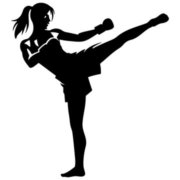 recommend clip art: Female Kickboxing Player Silhouette.