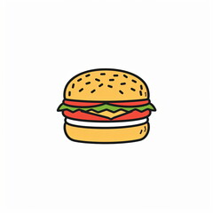 burger line art on white background
