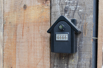 Secure password on keyboard for opening home. house door. Password code Security keypad.