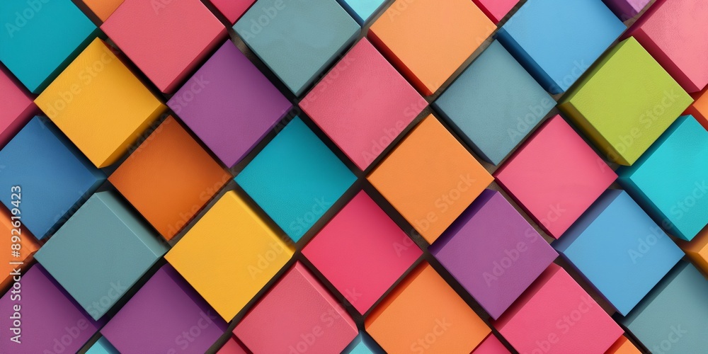 Poster a colorful image of blocks in various colors. the blocks are arranged in a pattern, with some blocks