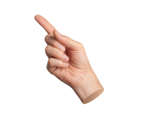 Finger pointing gesture. Index finger, pointer indicating, choose. Hand sign, isolated on white background.
