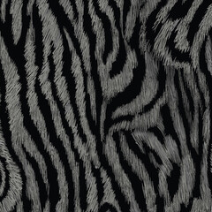 Wild Black Tiger Skin Pattern Vector Illustration Seamless Design. Animal Striped Skin Fur Pattern Texture Background