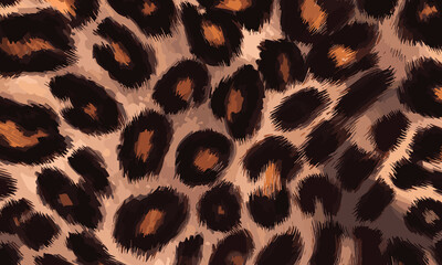 Leopard Skin Texture Pattern Vector. Seamless Animal Wildlife Skin Pattern. Leopard Fur Camouflage Background.