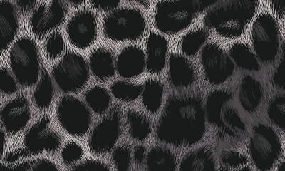 Black Leopard Skin Texture Pattern Vector. Seamless Animal Wildlife Skin Pattern. Leopard Fur Camouflage Background.