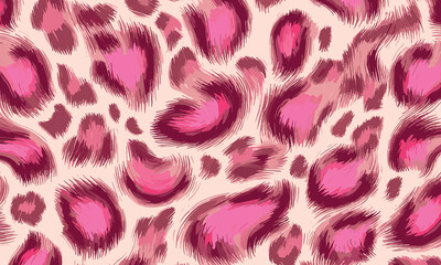 Pink Leopard Skin Texture Pattern Vector. Seamless Animal Wildlife Skin Pattern. Leopard Fur Camouflage Background.