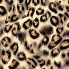 Leopard Skin Texture Pattern Vector. Seamless Animal Wildlife Skin Pattern. Leopard Fur Camouflage Background.