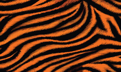 Tiger Skin Pattern Vector Illustration Exotic Texture. Animal Striped Skin Fur Pattern Texture Background