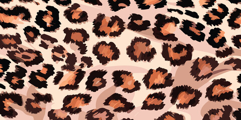 Leopard Skin Texture Pattern Vector. Seamless Animal Wildlife Skin Pattern. Leopard Fur Camouflage Background.