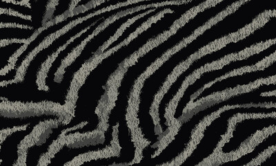 Black Tiger Skin Pattern Vector Illustration With Exotic Texture. Animal Striped Skin Fur Pattern Texture Background