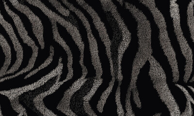 Fashionable Black Tiger Skin Pattern Vector Illustration Seamless Design. Animal Striped Skin Fur Pattern Texture Background