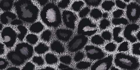 Black Leopard Skin Texture Pattern Vector. Seamless Animal Wildlife Skin Pattern. Leopard Fur Camouflage Background.