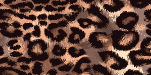 Leopard Skin Texture Pattern Vector. Seamless Animal Wildlife Skin Pattern. Leopard Fur Camouflage Background.