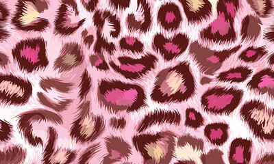 Pink Leopard Skin Texture Pattern Vector. Seamless Animal Wildlife Skin Pattern. Leopard Fur Camouflage Background.