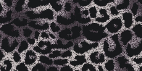 Black Leopard Skin Texture Pattern Vector. Seamless Animal Wildlife Skin Pattern. Leopard Fur Camouflage Background.