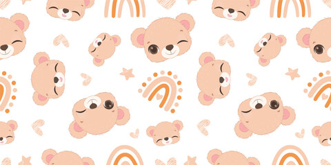 Cute baby animals seamless pattern