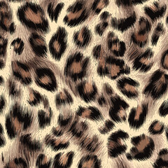 Leopard Skin Texture Pattern Vector. Seamless Animal Wildlife Skin Pattern. Leopard Fur Camouflage Background.