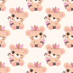 Cute baby animals seamless pattern