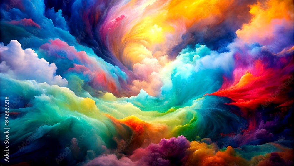 Poster a playful composition of colors, creating a harmonious and evocative visual experience generative ai