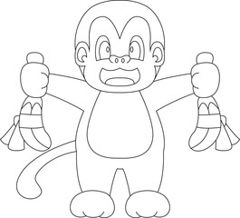 Monkey Banana Birthday Animal Vector Graphic Art Illustration