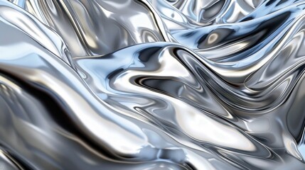 Abstract Silver Liquid Metal Waves