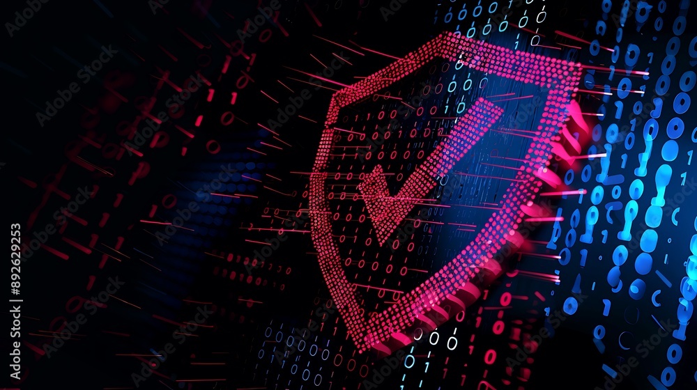 Poster shield with tickmark 3d rendering minimal wallpaper, background with big copy space