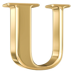 Golden 3D Font Letter U