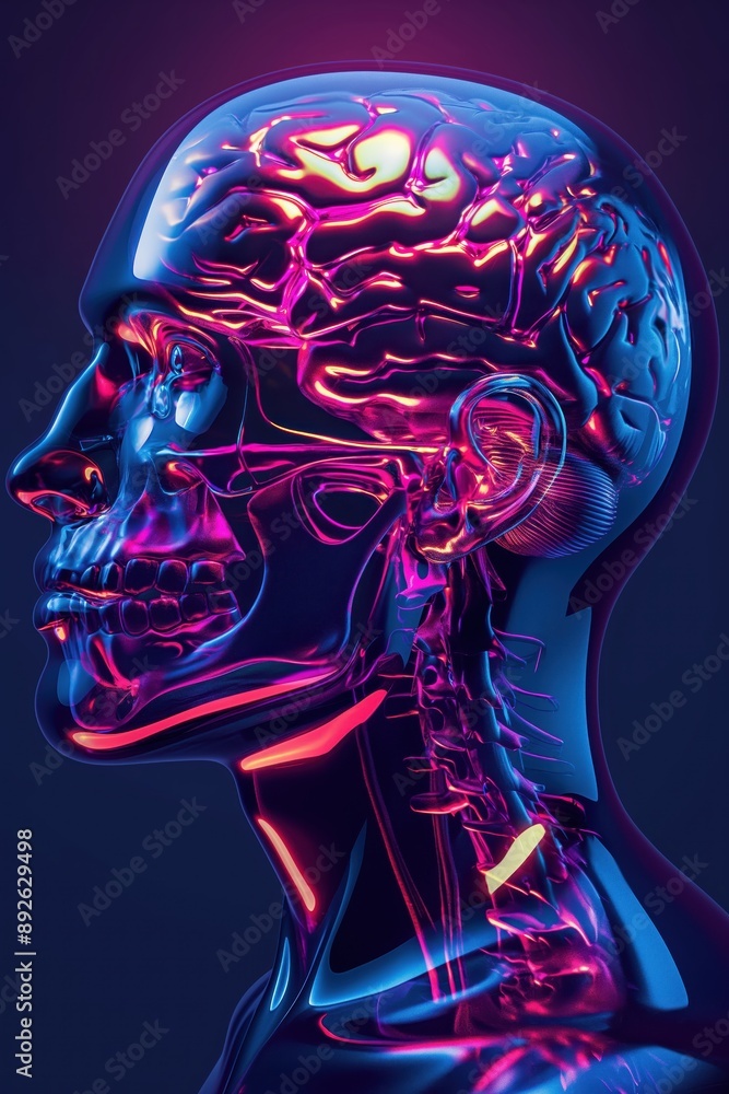 Sticker the human brain, 3d rendered illustration