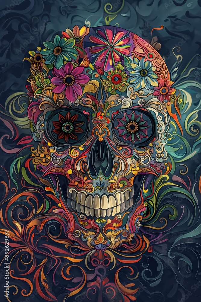 Poster a colorful sugar skull