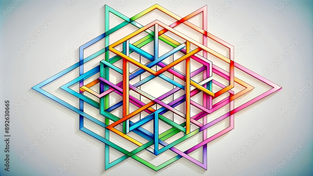 Poster the art of geometry: an abstract drawing of interlocking shapes generative ai ai-assisted