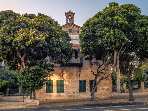 Typical stone houses and architecture in the German Colony in Haifa
