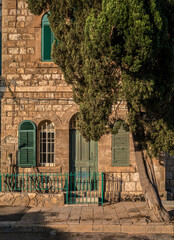 Typical stone houses and architecture in the German Colony in Haifa