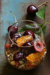 chia pudding with granola and fresh berries for breakfast