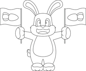 Rabbit Carrot Flag Animal Vector Graphic Art Illustration