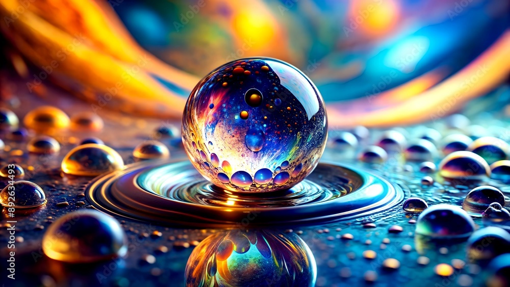 Poster a universe in a drop: a macro photograph captures the microscopic world in stunning detail generativ