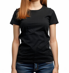 Obraz premium Blank black female t shirt mockup