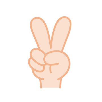 recommend clip art: 指で数字の2を表すハンドサインのベクターイラスト。ベクターデータは輪郭線の線幅を変更できます。