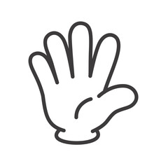 Obraz premium 指で数字の5を表すハンドサインのベクターイラスト。ベクターデータは輪郭線の線幅を変更できます。