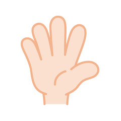指で数字の5を表すハンドサインのベクターイラスト。ベクターデータは輪郭線の線幅を変更できます。