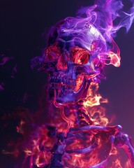 A skeleton in purple fire