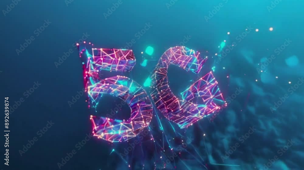 Poster 5g network - digital futuristic background. a 3d rendering of the number 