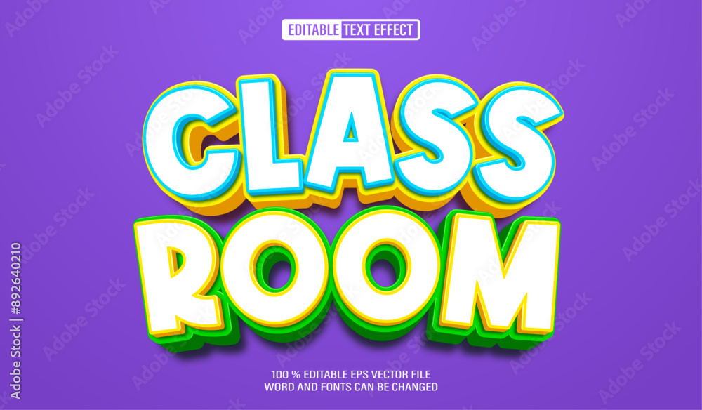 Poster editable 3d text style effect - class room text effect template