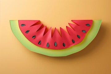 slice of a bitten paper origami watermelon