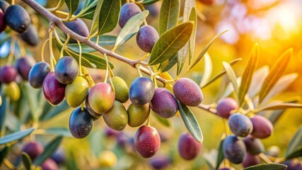 Ripe Olives on a Branch.