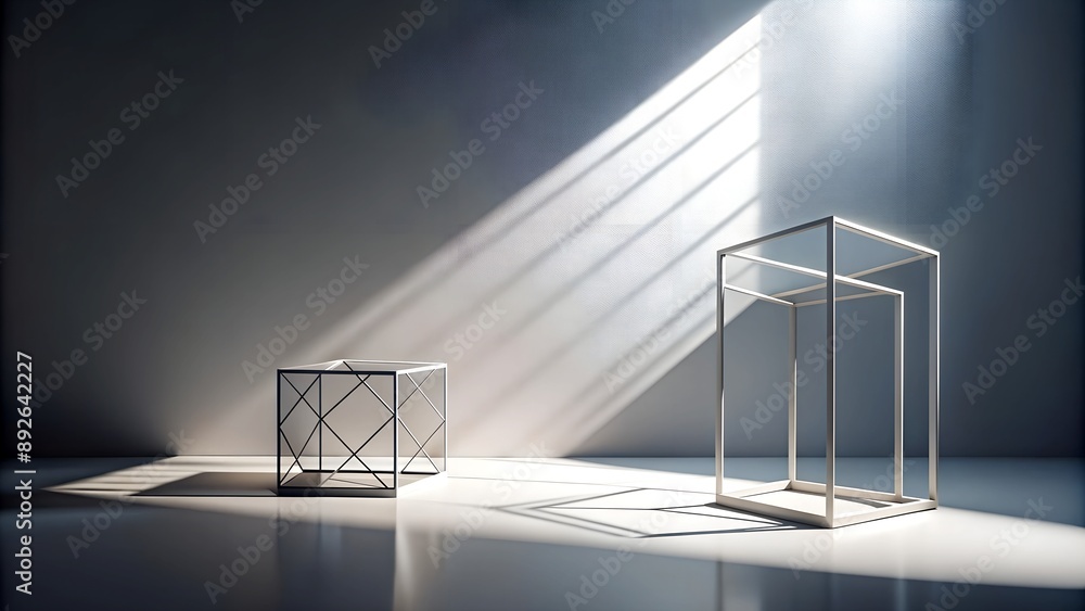 Aufkleber minimalist dance: light and shadow play with geometric forms generative ai digital creation