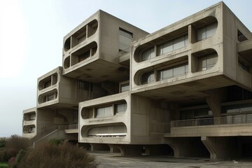 Exploring the raw and imposing beauty of brutalist architecture facades in modernist urban landscape