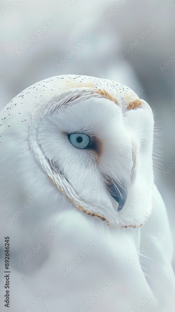 Sticker white owl close-up