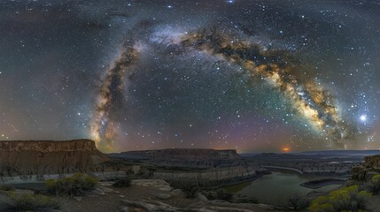 Night Sky Over Canyon With Milky Way Galaxy