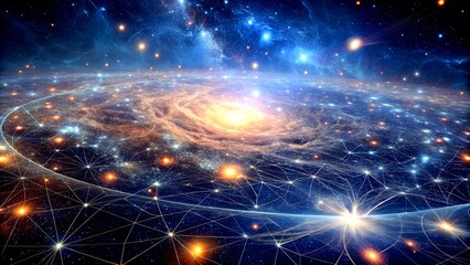 Obraz premium The Cosmic Web: A Tapestry of Stars and Galaxies in the Vast Expanse of Space Generative AI Neural art