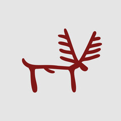 Image of ithyphallic deer with large branched antlers, Vector illustration, the Massleberg rock art in Sweden, ancient rock carvings from the Bronze Age